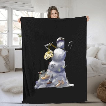 Discover Bronx Snowman NYC Uptown Fleece Blankets