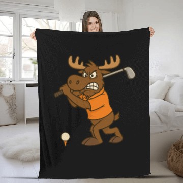 Discover Angry Golf Moose Fleece Blankets