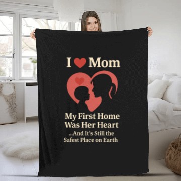 Discover I Love Mom - Cute Mother's Day Fleece Blankets Gift