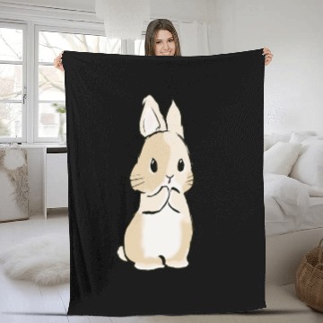Discover Cute light brown bunny cleaning its paws Fleece Blankets