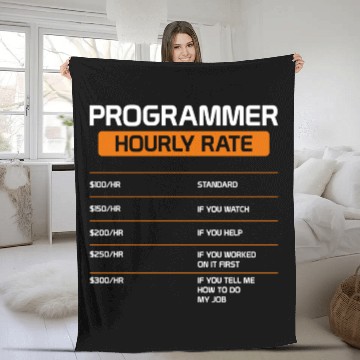 Discover Programmer Hourly Rate Funny Computer Science Fleece Blankets