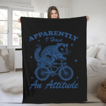 Discover Funny Opossum Biking Fleece Blankets