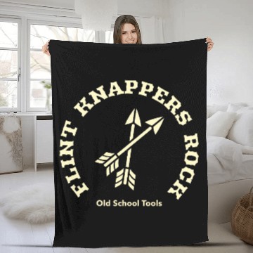 Discover Flint Knappers Rock Old School Tools Knapping Fleece Blankets