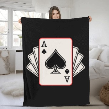 Discover Ace of Spades Playing Cards Hand Fleece Blankets