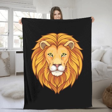 Discover lion animal head logo Fleece Blankets