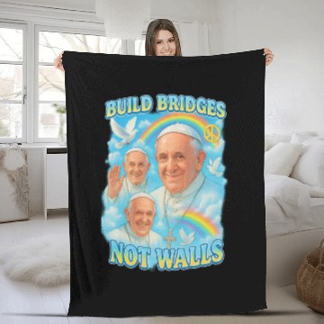 Discover Pope Francis Build Bridges Not Walls Y2K Tribute Fleece Blankets