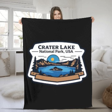 Discover Crater Lake National Park Southern Oregon USA Logo Fleece Blankets