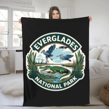 Discover Everglades National Park Florida USA Logo Fleece Blankets