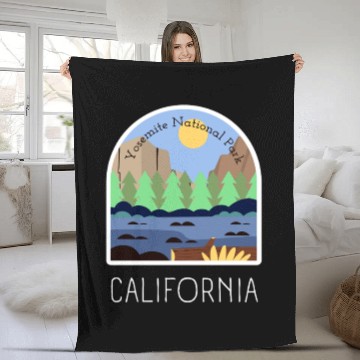 Discover Retro Yosemite National Park California Fleece Blankets