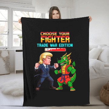 Discover Trump vs. China – The Trade War Saga Fleece Blankets