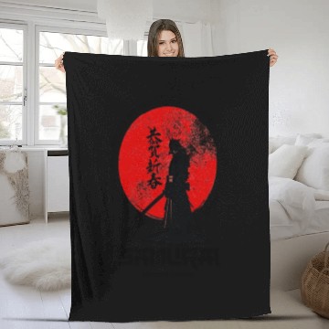 Discover Samurai Warrior Red Sun Fleece Blankets - Japanese Culture