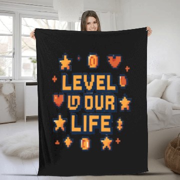 Discover Level Up Your Life – Pixel Art Motivational Fleece Blankets
