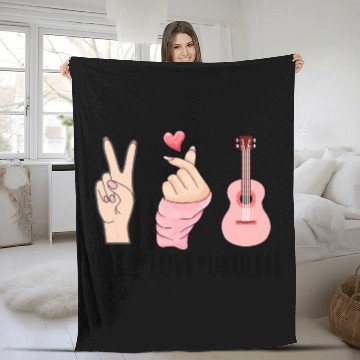 Discover peace love ukulele Fleece Blankets