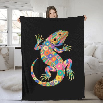 Discover Beardies Pogona Reptile Herpetology Bearded Dragon Fleece Blankets