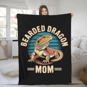 Discover Retro Pogona Reptile Herpetology Mom Bearded Fleece Blankets