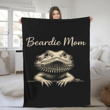 Discover Beardie Mom Pogona Reptile Herpetology Bearded Fleece Blankets