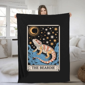 Discover The Beardie Tarot Card Pogona Reptile Lover Fleece Blankets