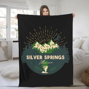 Discover Silver Springs Illinois IL State Park Retro Camp Fleece Blankets
