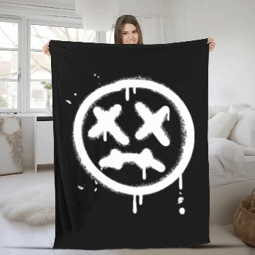 Discover Sad Face Spray Paint Graffiti Fleece Blankets