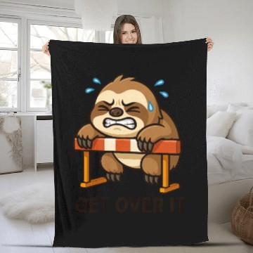 Discover Sloth hurdler quote get over it Fleece Blankets