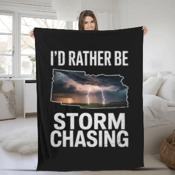 Discover I'd Rather Be Storm Chasing Meteorology Storm Fleece Blankets