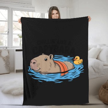 Discover Chillin' Like A Capybara Relaxing Vibes Graphic Fleece Blankets
