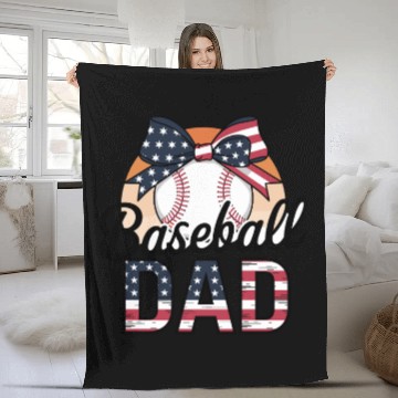 Discover Patriotic Baseball Dad Bow Design For Proud Fleece Blankets