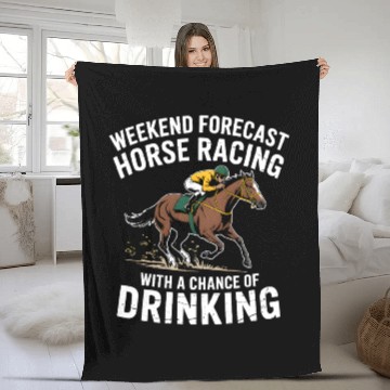 Discover Retro Horse Racing "Chance of Drinking" Weekend Fleece Blankets