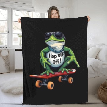Discover Skater Frog with Attitude Fleece Blankets