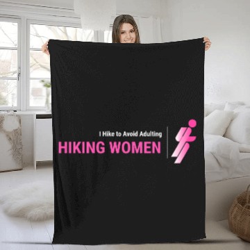 Discover I Hike To Avoid Adulting, Women Hiking Fleece Blankets