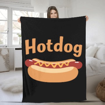 Discover Hotdog Love in black and white look Fleece Blankets