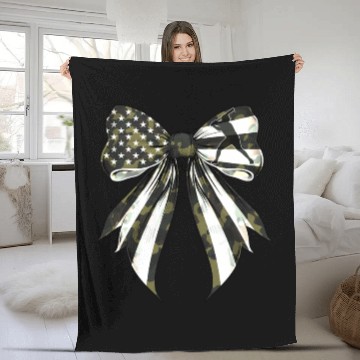Discover Coquette Bow Baseball Player Camouflage US Flag Fleece Blankets