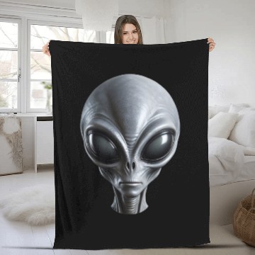 Discover Real Small Grey Alien Extraterrestrial Fleece Blankets