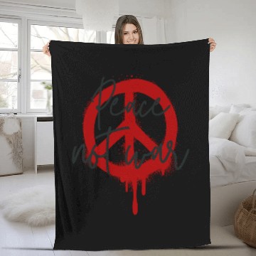 Discover Peace Not War Symbol & Quote No to WAR Spread Love Fleece Blankets