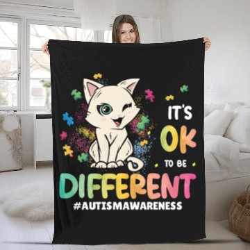 Discover Support Autistic Adults Kids Autism Different Cat Fleece Blankets