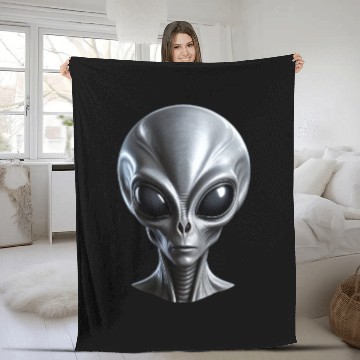 Discover Real Grey Alien with a big head Fleece Blankets