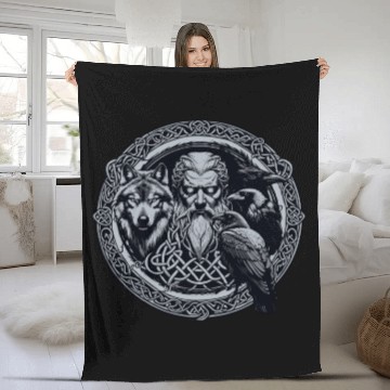 Discover Viking Warrior Man Odin Thor Norman Walhalla Fleece Blankets