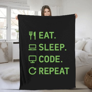 Discover Eat Sleep Code Repeat – Programmer Lifestyle Fleece Blankets