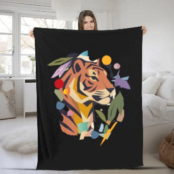 Discover Abstract Tiger in an Artistic Style Fleece Blankets