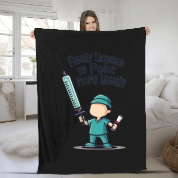 Discover Finally licensed to poke people legally Fleece Blankets