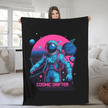 Discover Cosmic Drifter Synthwave Fleece Blankets
