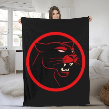 Discover Fierce Black Panther Logo - Bold Red Circular Fleece Blankets
