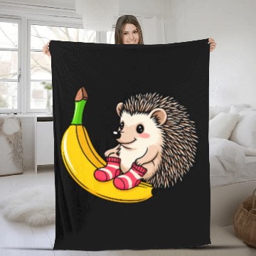 Discover Hedgehog on a Banana Fleece Blankets