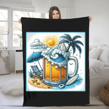 Discover Beer Beach Design Fleece Blankets