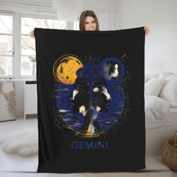Discover Zodiac Card Gemini Fleece Blankets