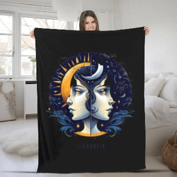 Discover Zodiac Card Gemini Fleece Blankets