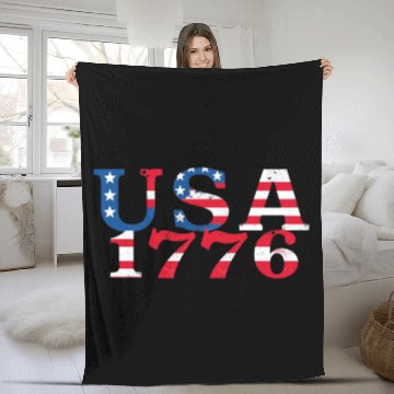 Discover USA Established 1776 Stars Red White Blue Fleece Blankets