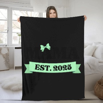 Discover Mama Est. 2025 - Light Green Bow Maternity Design Fleece Blankets