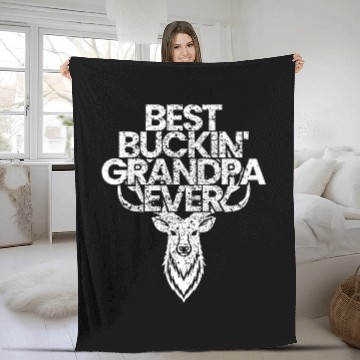 Discover Best Bucking Grandpa Ever Uncle Papa Hunting Gift Fleece Blankets