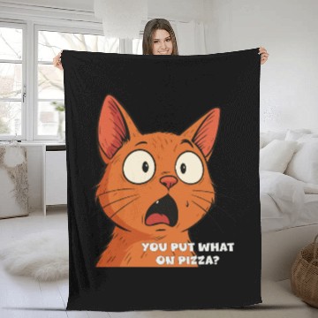 Discover Funny Shocked Cat Meme Fleece Blankets